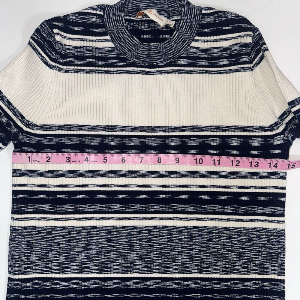 $395 Tory Burch Julie Ribbed Cotton Blend Mixed Stripe Midi Dress Navy Women XS - Picture 6 of 8